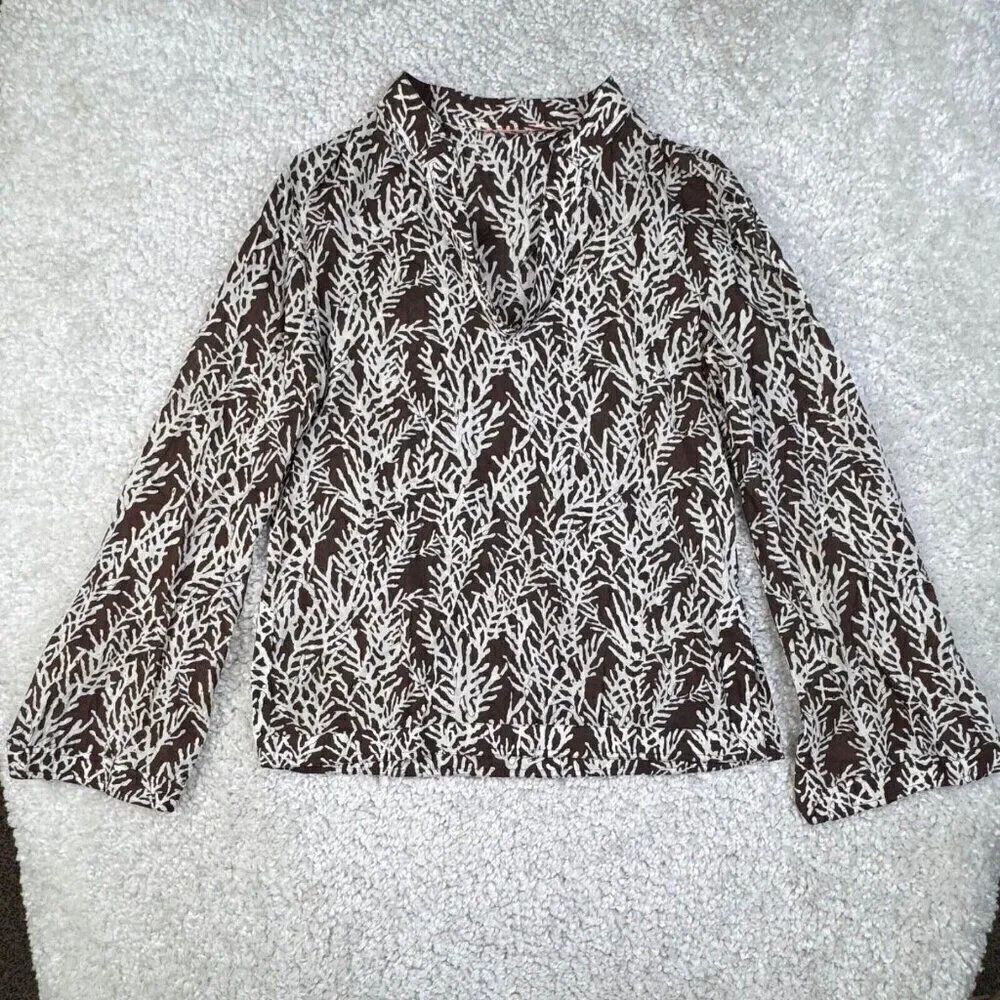 Tory Burch Cotton Reef Sequin Print Tunic Brown